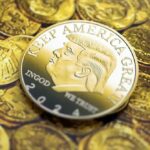 Gold coin featuring a profile of a political figure with the slogan 'Keep America Great'