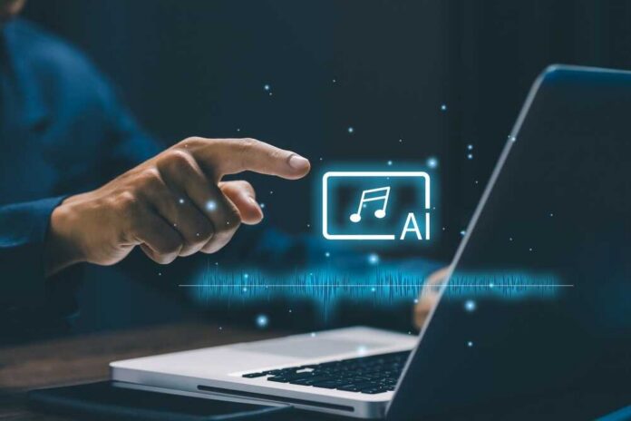Ai,Music,Generation,Concept,With,Digital,Audio,Waveform,And,Intelligent
