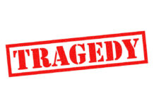 VIDEO: Tragedy Stuns Churchgoers Red tragedy stamp on white background